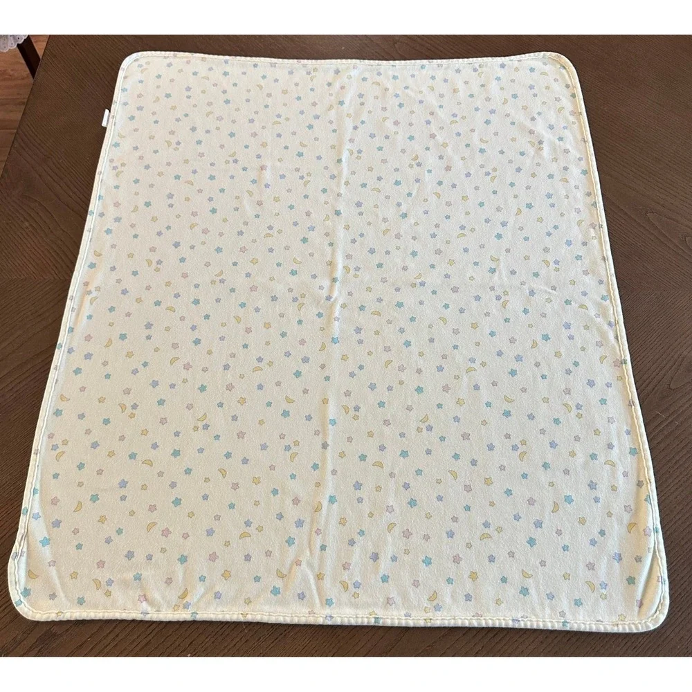 Carters Baby Blanket Receiving Swaddle Stars Moons Pastel Yellow Cotton 30x26